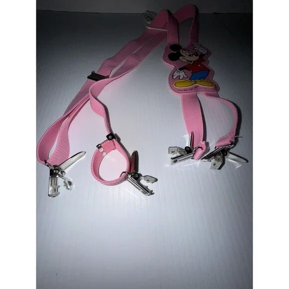 Vintage Mickey Mouse Suspenders Rare Pink Color Walt Disney Company